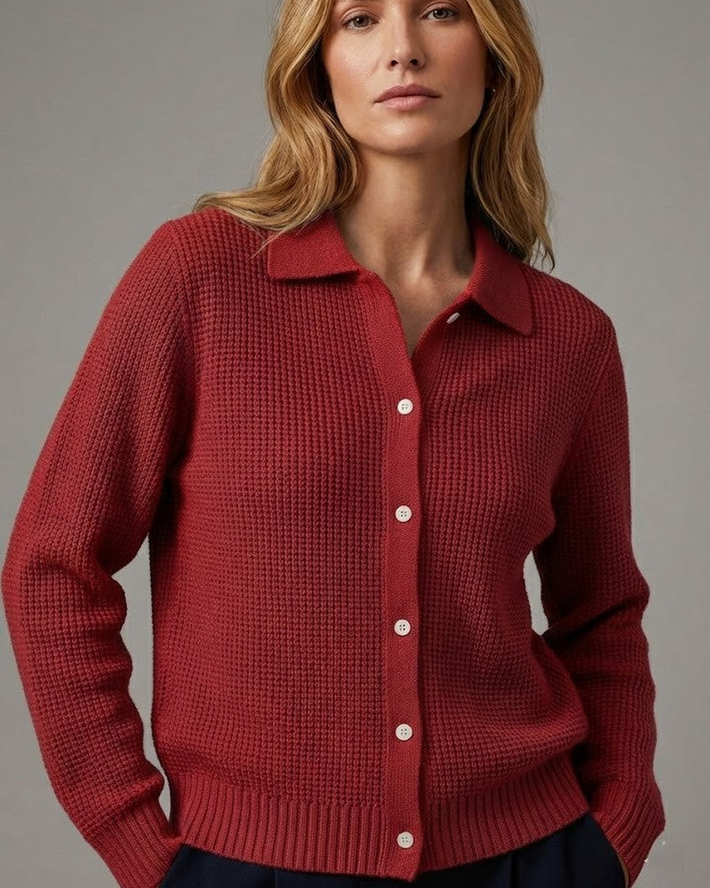 Cardigan Stile Camicia con Bottoni
