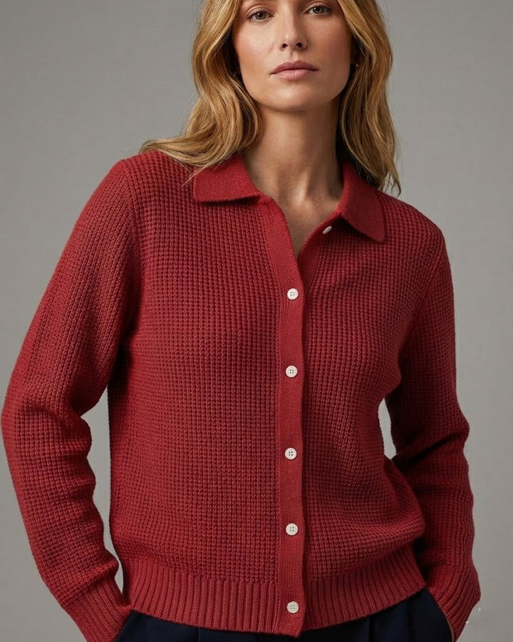 Cardigan Stile Camicia con Bottoni