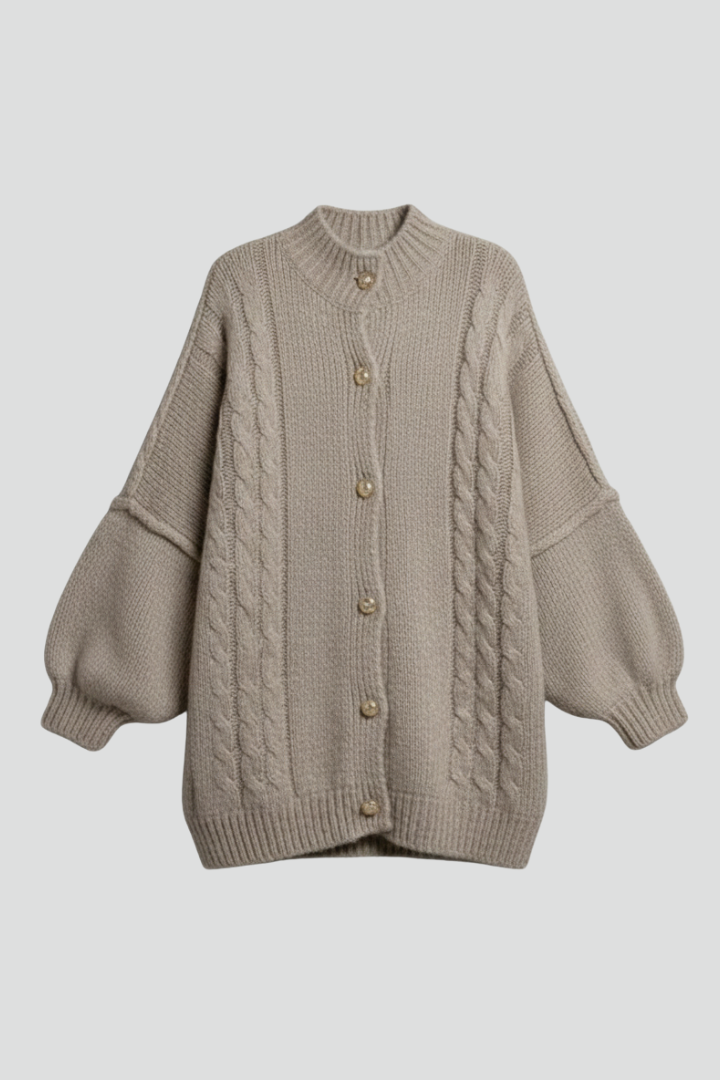 Cardigan Ampio a Collo Alto