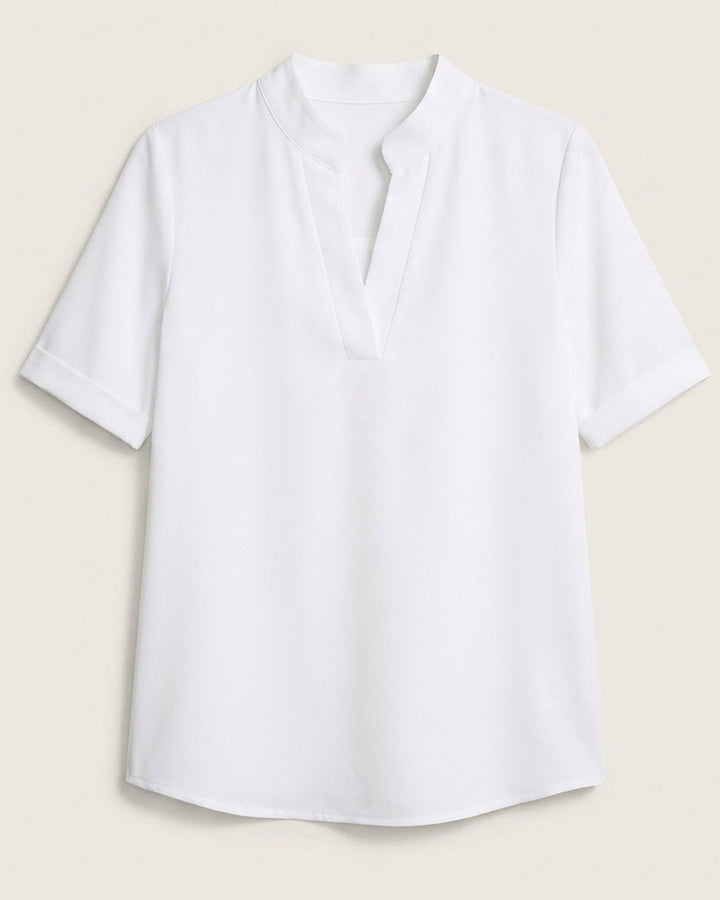 Blusa Fluida con Collo Coreano
