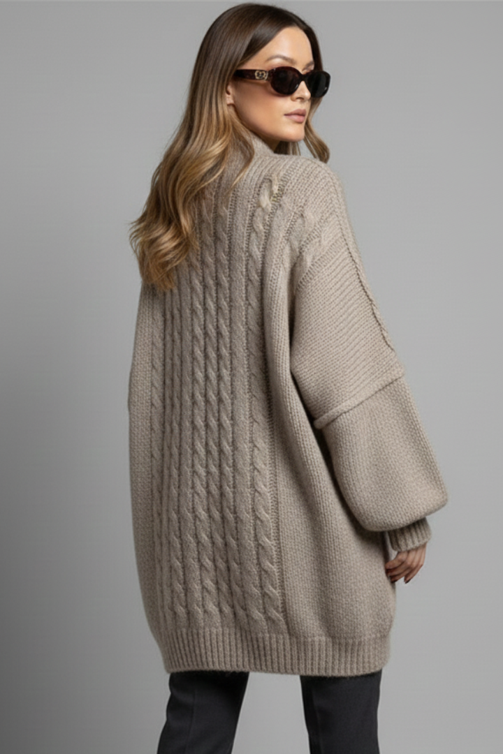 Cardigan Ampio a Collo Alto