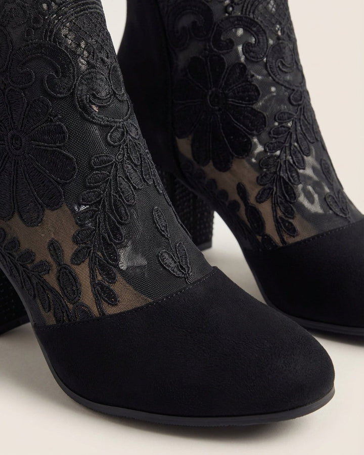 Stivaletti Eleganti con Ricamo Floreale