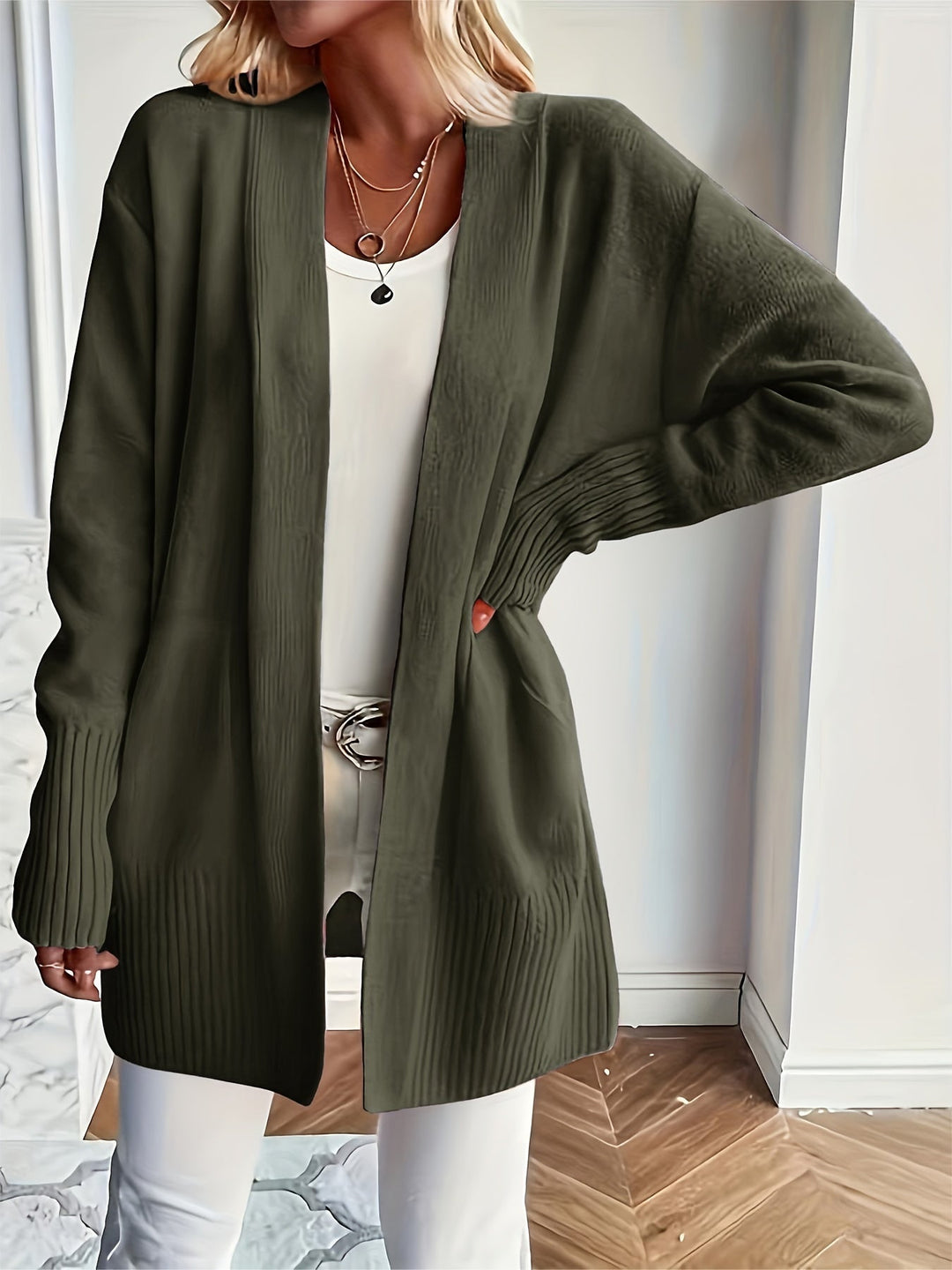 Cardigan Aperto con Tasche