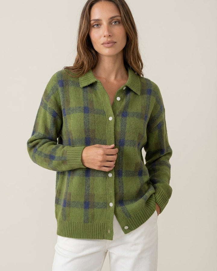 Cardigan Stile Camicia a Quadri