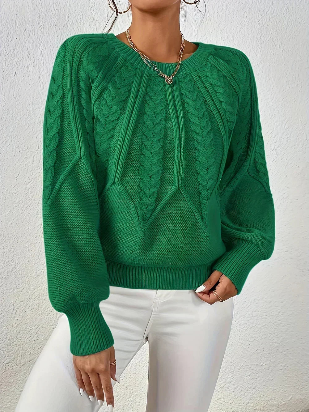 Maglione Lavorato con Maniche a Palloncino