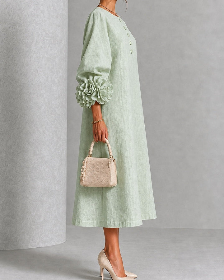 Vestito Midi con Maniche Floreali