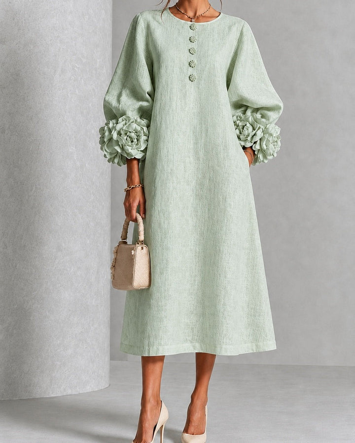 Vestito Midi con Maniche Floreali